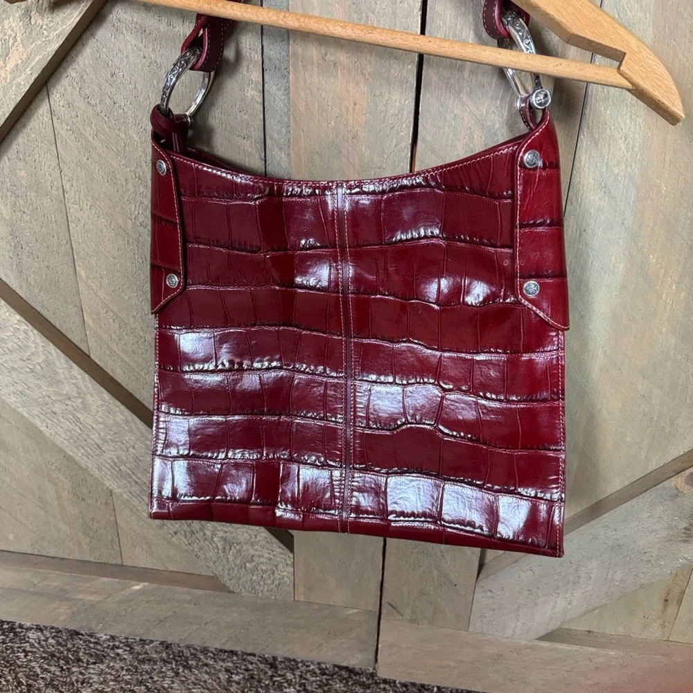 Brighton red croc embossed handbag - Picture 9 of 15